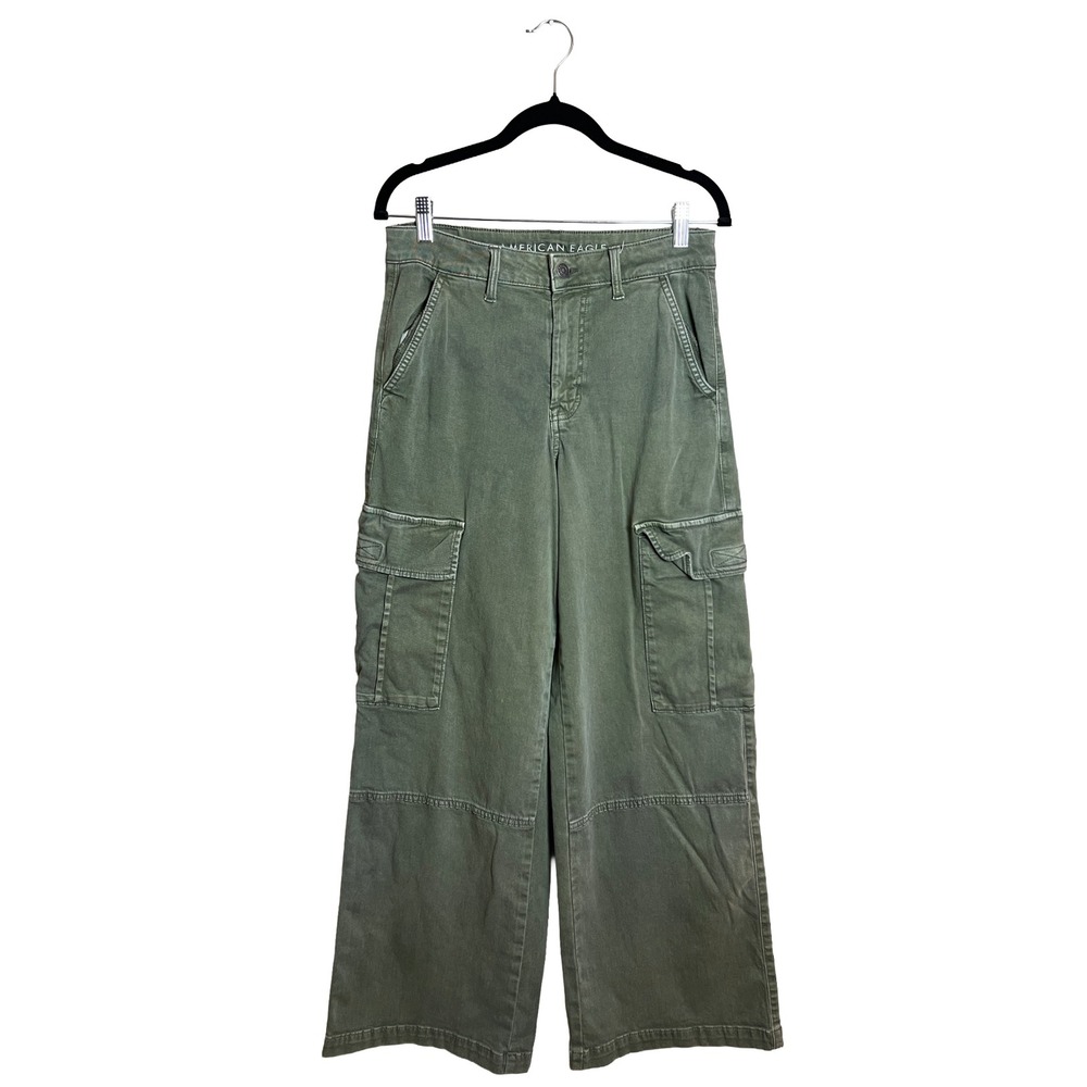 American Eagle Green Cargo Pants Women's Size 6 Wide Leg Streetwear Y2K 6